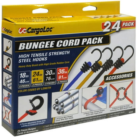 CargoLoc Bungee Cord Assortment, 24 Pack