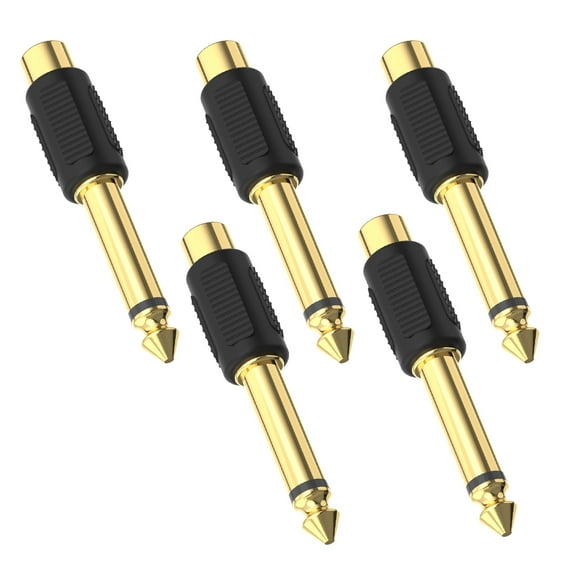 VCELINK 5-Pack Gold Plated RCA Female to Female Coupler, for Phono, Speaker, Cable & Amplifier