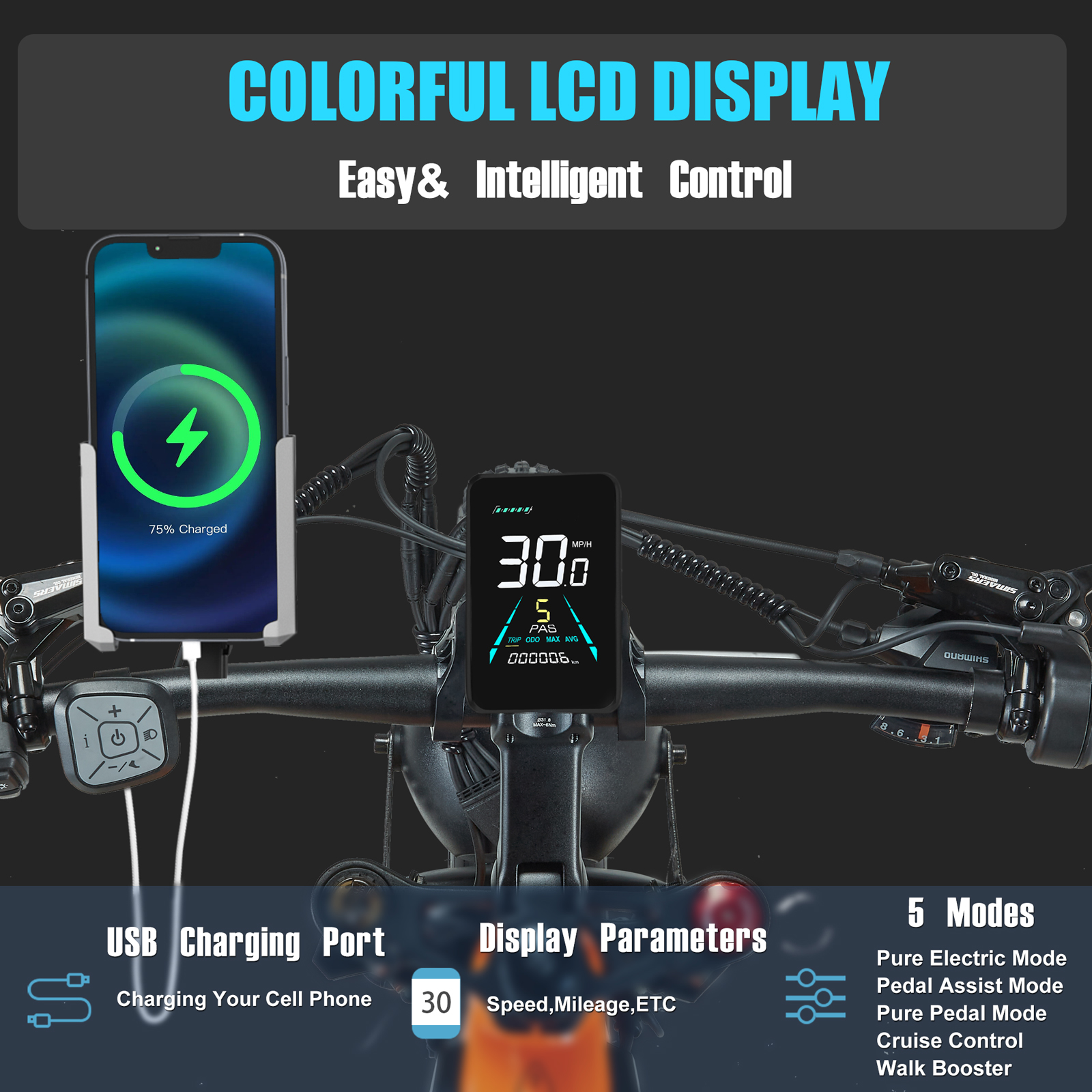 BIGUODIR Electric Bike Adults 1000W Peak, 48V 30AH Removable Battery LG Cells 26" Fat Tire Full Suspension Ebike, 30MPH Off Road Mountain E Bike with 8 Speed Gears,120Miles Dual Hydraulic Disc Brakes