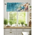 thumbnail image 7 of Teal Blue Coastal Ocean Kitchen Valances for Windows Sandy Beach Starfish Shells Valance Curtains&nbsp; for Kitchen /Living Room/Bedroom/ Bathroom Decor, 42"x12 " ,Rod Pocket 1 Panel,, 7 of 7