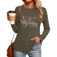 thumbnail image 6 of Christmas Tree Shirt Women Christmas Embroidered Trees Long Sleeve Shirts Gift Xmas Graphic Tee Tops, 6 of 7