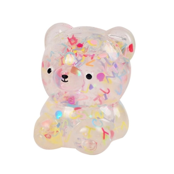 Ciwanning Squeezable Toy Sequins Bear Realistic Figurine Toy Soft Toy Stress Relief Fidgets for Autisms Favor