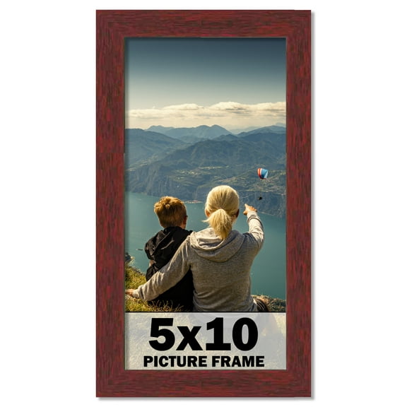 5x10 Frame Brown Mahogany Solid Wood Picture Frame Includes UV Acrylic Plexiglass, Acid Free Foam