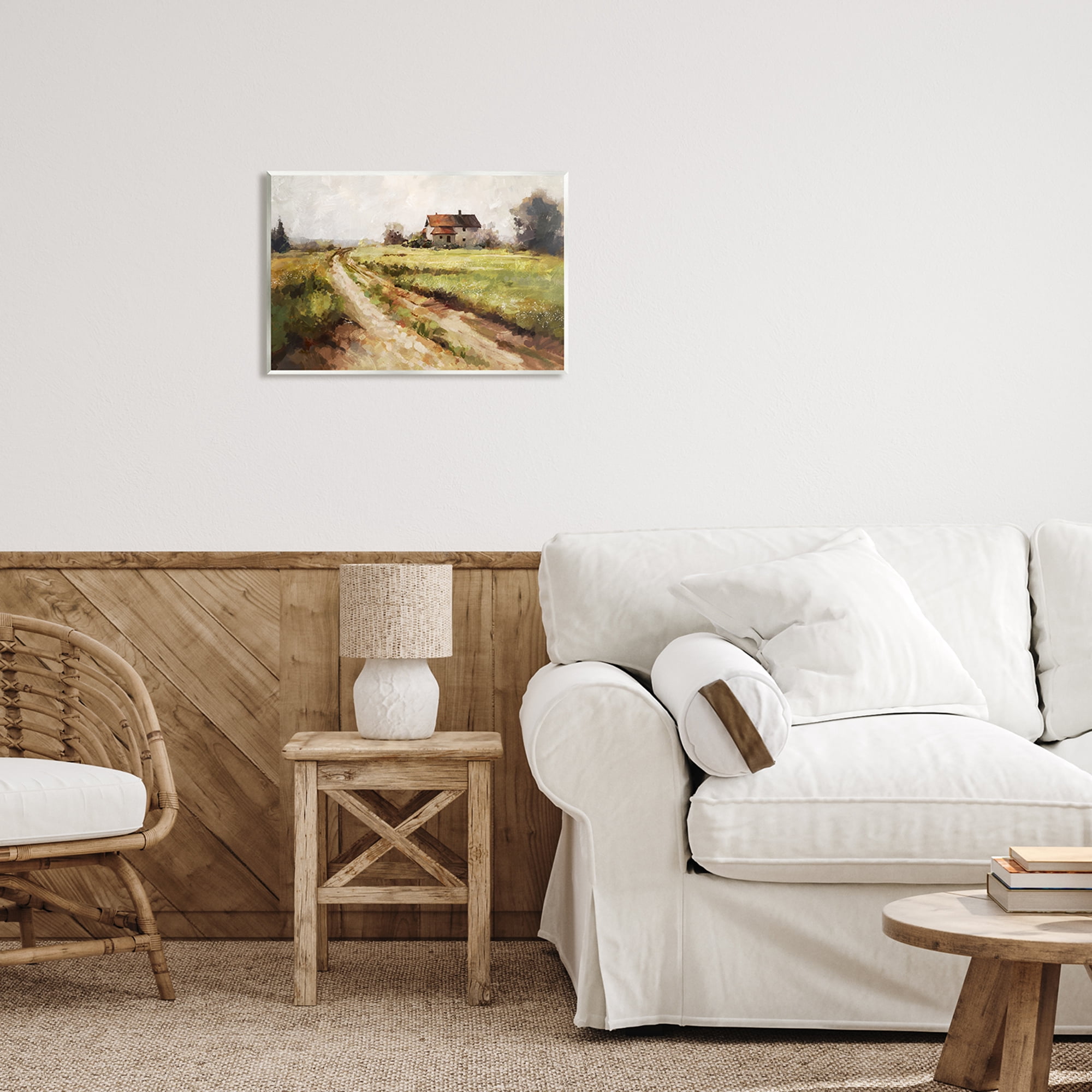 Stupell Industries Country Path to Barn Landscape Painting Unframed Art Print Wall Art, 19 x 13