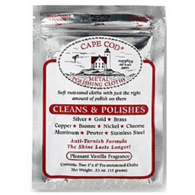 cape cod polish co metal polishing cloths foil pouch 0.53oz, stainless
