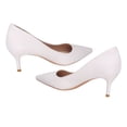 thumbnail image 3 of Zapatos de tacón alto con punta cerrada y puntiaguda para mujer, elegantes y a la moda, de piel sintética, para bodas, fiestas, color beige, 38, 3 of 15