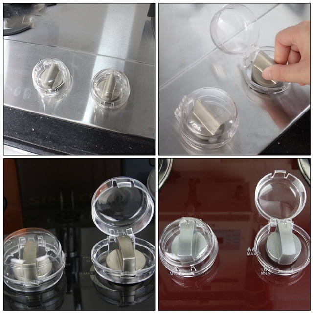 6 piezas de cubiertas de seguridad transparentes para perillas de estufa, protectores de seguridad para niños, resistentes al calor, con bloqueo a prueba de niños para horno, estufa, cocina a gas