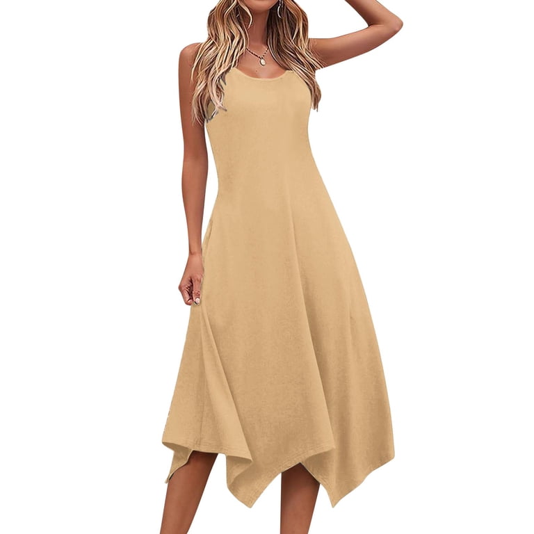 UPPADA Women's Hankerchief Hem Maxi Tank Dresses Summer Loose Fit Sleeveless Crew Neck Sundress Casual Ruffle A-Line Boho Dress Cheap Clothes Beige,L - Walmart.com UPPADA Women's Hankerchief Hem Maxi Tank Dresses Summer Loose Fit Sleeveless Crew Neck Sundress Casual Ruffle A-Line Boho Dress Cheap Clothes Beige,L - Walmart.com