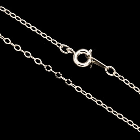 Brass Link Chain (Silver Flat Oval Link Chain Necklace With Springring Clasp 16Inch Silver Plated Brass 2mm Chain Width Sold per pkg of)