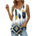 thumbnail image 2 of Wycnly Womens Tank Tops Vintage Loose Pleated Swing Hem Tunic Vest Tops Summer Fashion Ethnic Style Print Square Neck Sleeveless Shirts Blouse White XL, 2 of 5