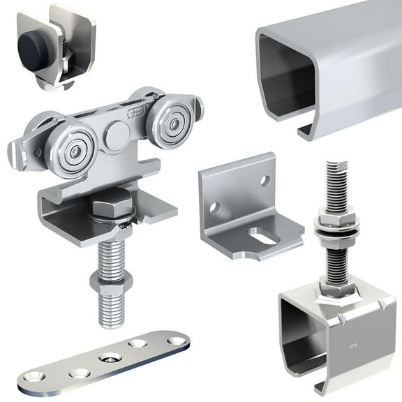 Sliding exterior door hardware kit - 76-inch galvanized steel track for 1 door up to 2" thick and 180lbs - SLID'UP 2000