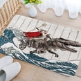 thumbnail image 3 of Funny Cat Bathroom Rugs Dinosaur Bath Mat, Cool Cat Dinosaur Japanese Ocean Wave Decor Soft Bathroom Rugs, Rustic Wooden Barn Farmhouse Bath Mat, 17X29 Inches, 3 of 3