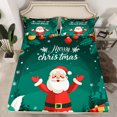 thumbnail image 2 of jejeloiu Cute Santa Claus Queen Sheet Sets,Merry Christmas Flat Sheet,Green Red White Queen Fitted Sheet For Girls Boys,Breathable Home Decor,4 Pieces, 2 of 7
