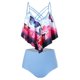 thumbnail image 1 of Más el tamaño del entrecruzamiento de la mariposa de la impresión floral de Tankini del traje de baño Rosegal Camisetas tallas grandes, 1 of 5