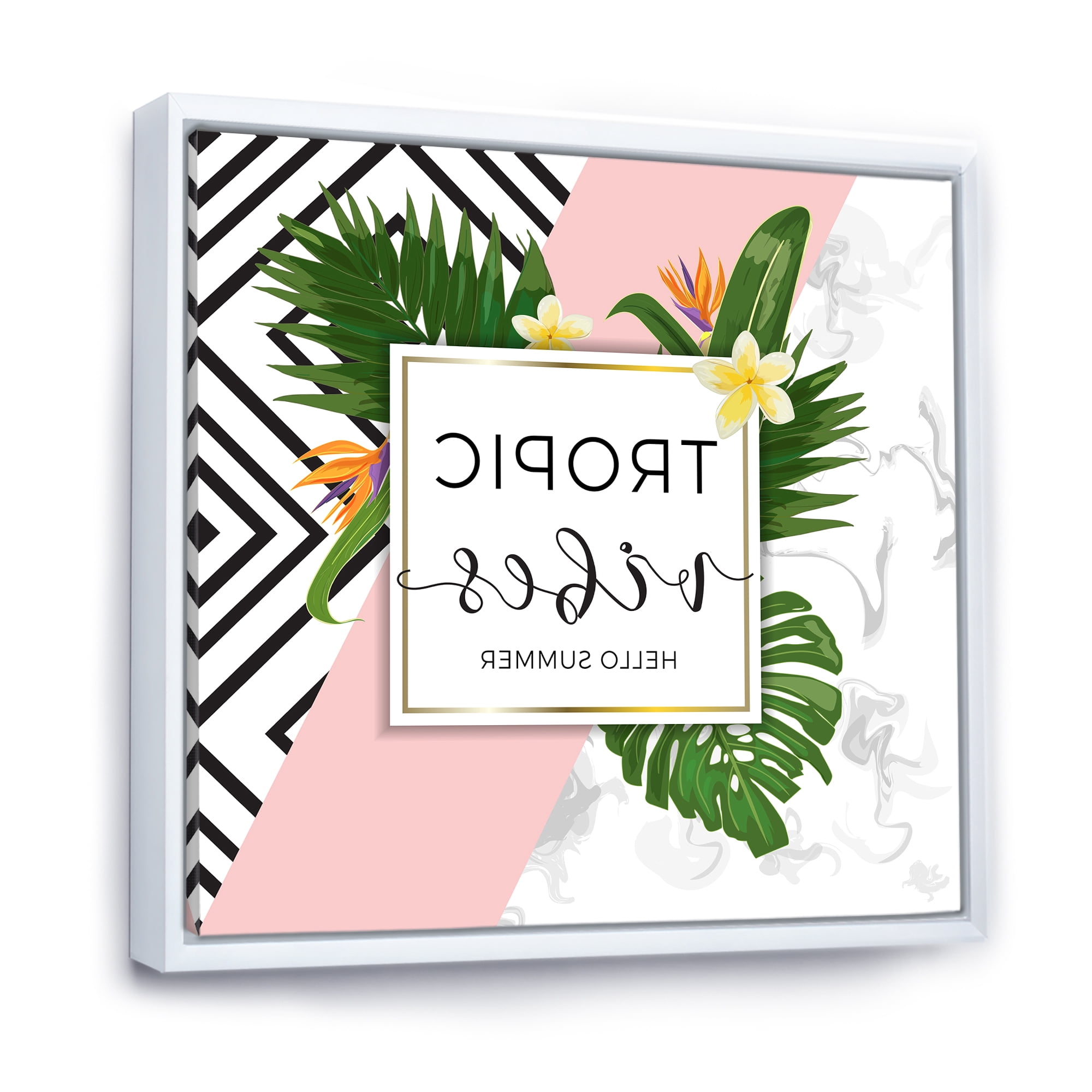 Designart 'Geometrics Tropic VIbes On Triangular' Nautical & Coastal Framed Canvas Wall Art Print