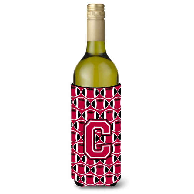 Letra C Fútbol Carmesí Y Botella De Vino Blanco Bebida Aislador Hugger Cj1079-Cliterk