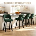 thumbnail image 4 of ClinQ 26" Counter Height Bar Stools Set of 2, Upholstered Fabric Bar Chairs with Backrest, Metal Legs and Black Footrest Ring, Green, 4 of 6