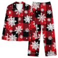 thumbnail image 6 of successthop Christmas Pjs Women 2 Piece Plaid Long Sleeve Snowflake Shirts Vacation Pants Holiday Sleepwear with Pockets, 6 of 6