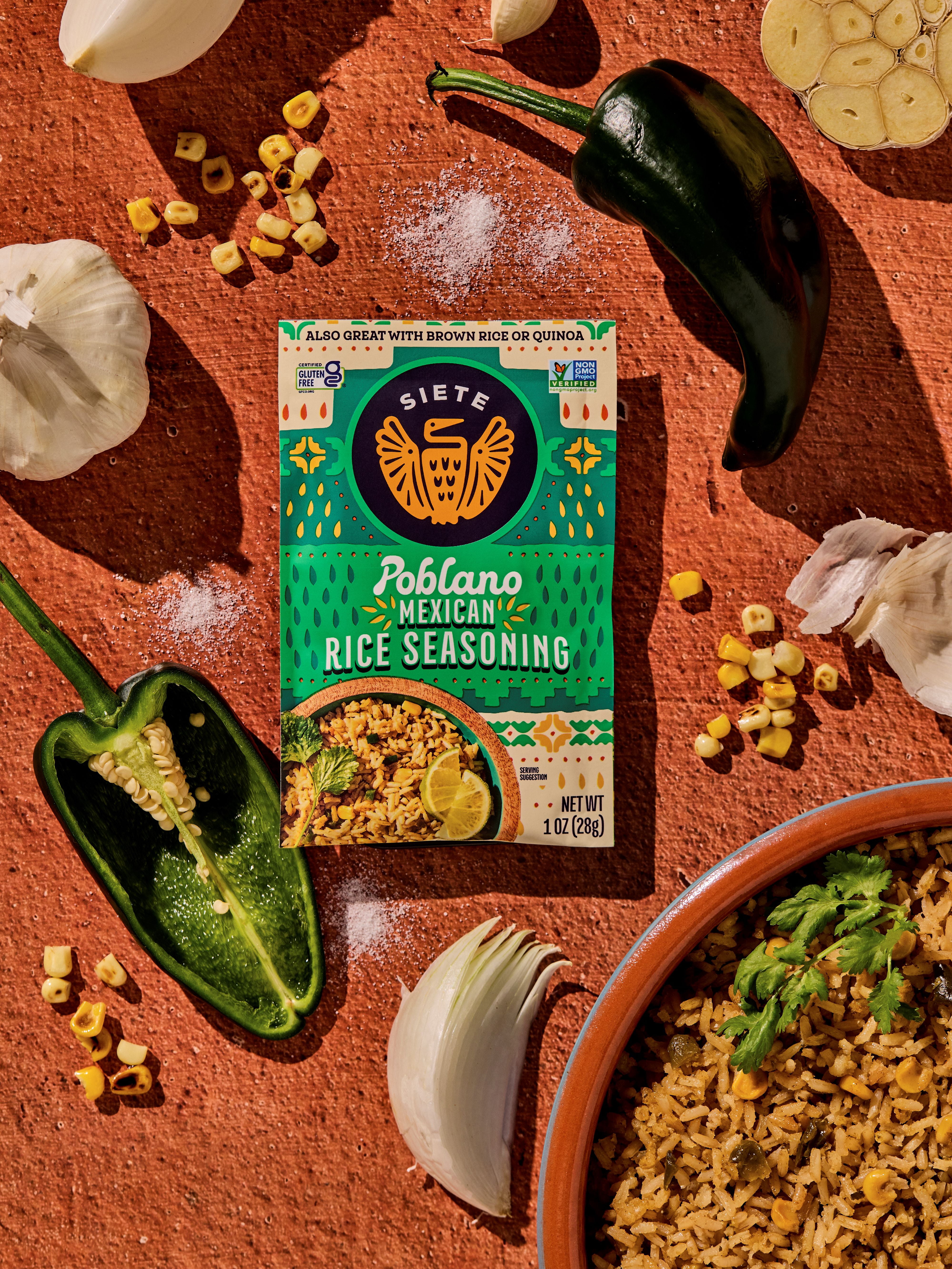(2 pack) Siete Foods Poblano Mexican Rice Seasoning, Gluten Free, 1.01 oz