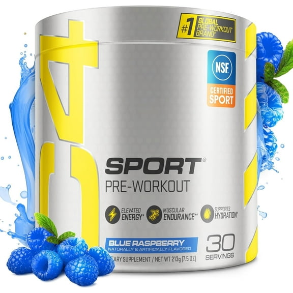 C4 Sport Pre-Workout Powder, Blue Raspberry Flavor, 30 Servings