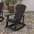 thumbnail image 3 of Merrick Lane All-Weather Black Polyresin Adirondack Rocking Chair with Vertical Slats and Gray Weather Resistant Cushions, 3 of 15
