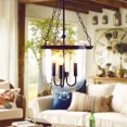thumbnail image 2 of Homary Retro Rustic Clear Glass Shade Bell Jar Pendant Light with 3 Candle Lights Black Metal, 2 of 8