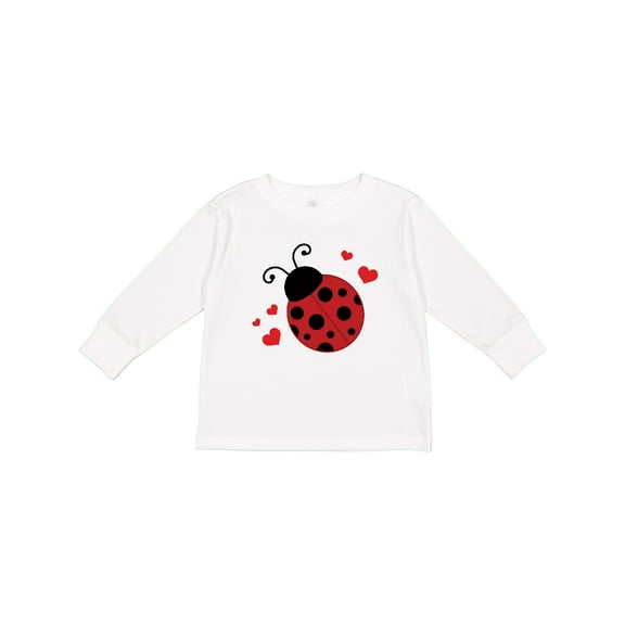 Inktastic Lady Bug and Hearts Girls Long Sleeve Toddler T-Shirt