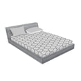 thumbnail image 2 of Ambesonne Geometric Fitted Sheet & Pillow Sham Set, Geometrical Leaves, Queen, Charcoal Grey White, 2 of 2