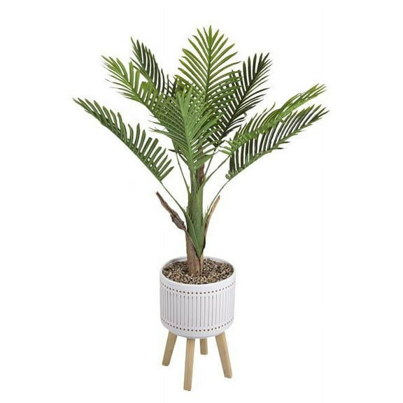 Flora Bunda CS2755-WH 4 ft. Areca Palm Planter on Wood Stand, White