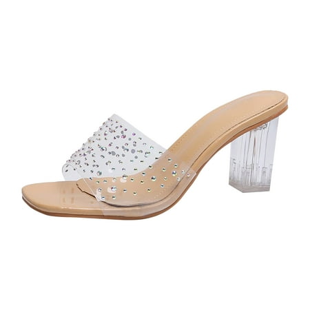 

Gzea Home Slippers Sandals For Women Ladies Heel High Heel Casual Bohemian Beach Shoes Khaki 38