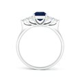 thumbnail image 2 of ANGARA Natural Emerald-Cut 1.05 ct Blue Sapphire Ring with Trio Diamonds in 14K White Gold for Women (Size-7x5mm) | September Birthstone, Anniversary, Jewelry Gift for Women | Natural Sapphire Ring, 2 of 9