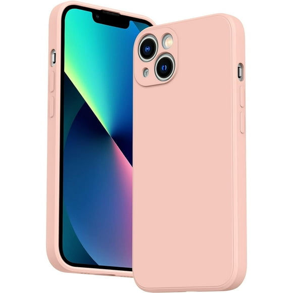 Housse de Protection en Silicone Slim Full-Body pour iPhone 15 PLUS, Housse de Pare-Chocs en Silicone Souple Antichoc Protection Anti-Rayures Cas-Rose Or