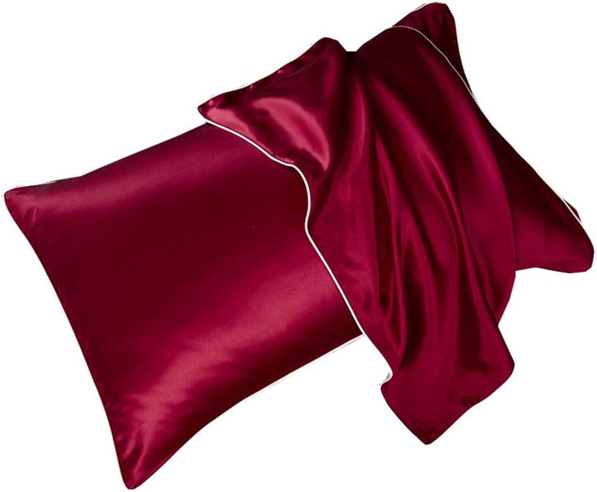 Nvzi 2 Pack 100% Silk Pillowcases for Hair and Skin 19 Momme Silk Bed Pillowcases with Envelope Closure (Queen Size, Wine Red)