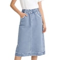 thumbnail image 3 of SROBPTY Little Girls Skirts Solid A Line Denim Midi for 4-15 Years, 3 of 5