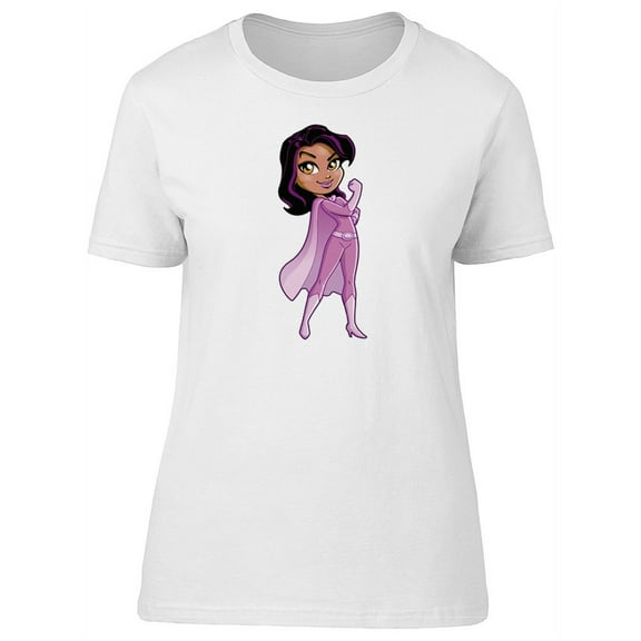 Pink Superhero Lady Cartoon T-Shirt Women -Image by Shutterstock, Female XX-Large