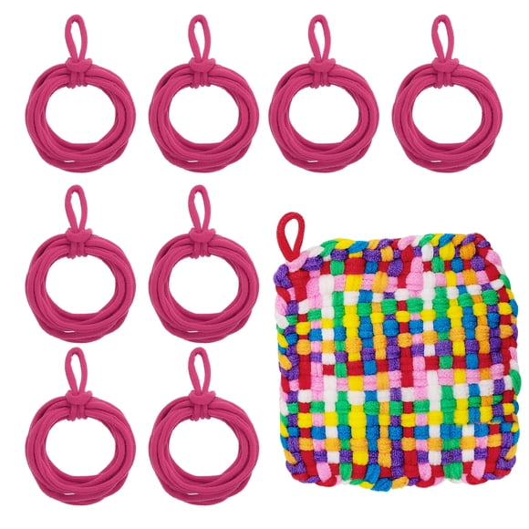 Uxcell 50 Pcs Potholder Loom Refill Loops, Elastic Potholder Weaving Refill Loops Knitting Kit Supplies in Rainbow Colors for Girls DIY Crafts 7" Weaving Loom, Rose Red