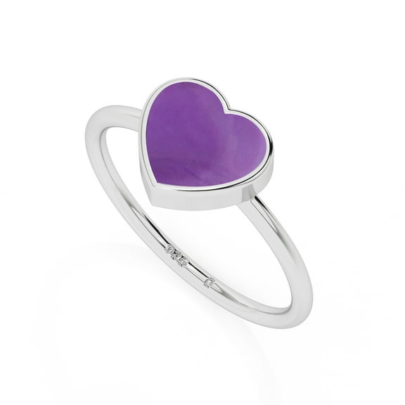 Natural Amethyst Heart Shape Rings in Sterling Silver for Women, February Birthstone Jewelry for Her Birthday, Wedding Anniversary, Christmas, Mothers Day