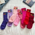 thumbnail image 5 of Milue Women Y2K Harajuku 3D Rainbow Bear Calf Socks Ribbed Knit Cotton Bright Socks, 5 of 21