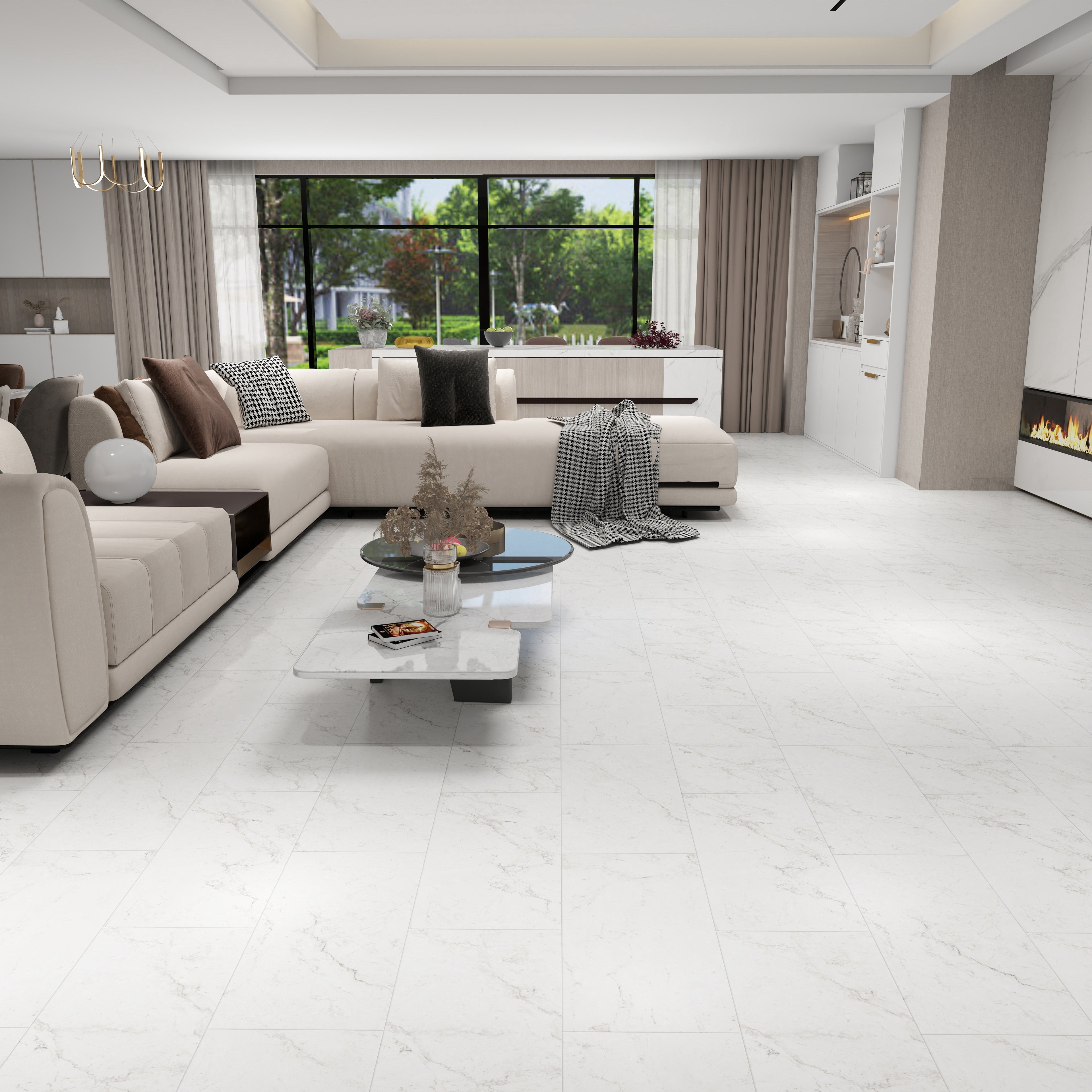 Dekorman Origin Corse Linen 5mm/12 mil x 12 in. W x 24 in. L Waterproof Click Lock Vinyl Tile Flooring (19.62 sq. sf/case)