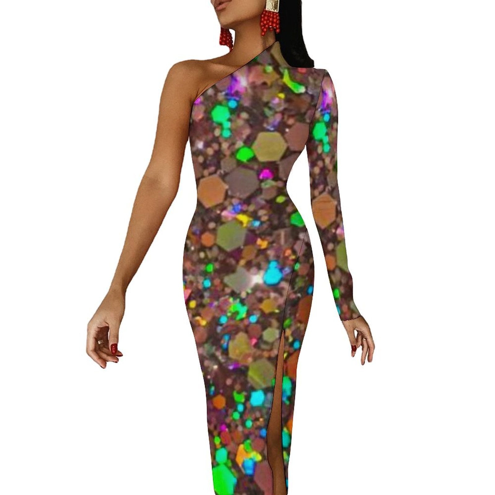 Glitter Half Dleeve Split Dress dresses korean style Women"s dress -  Walmart.ca