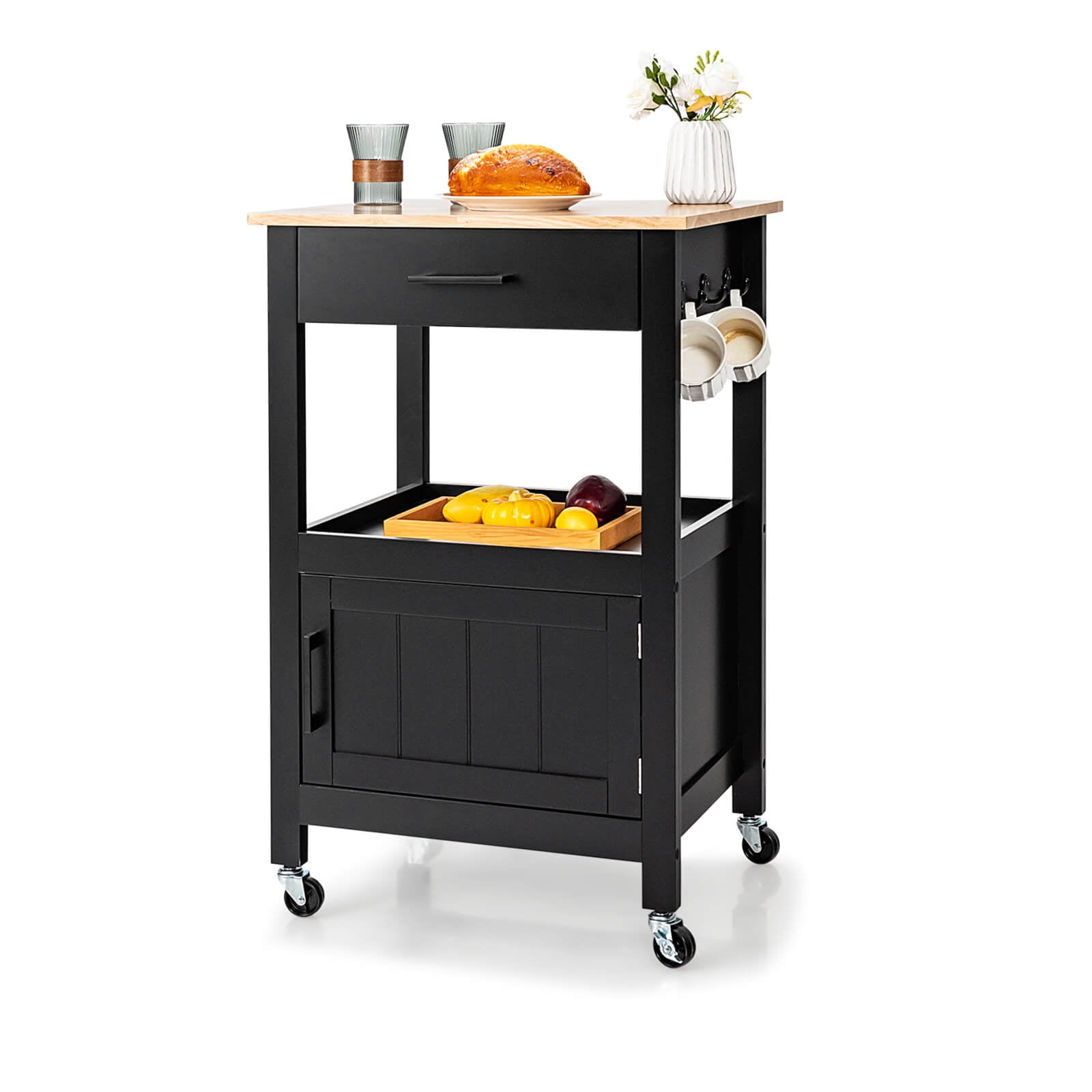 Coelon Small Kitchen Island Cart, Kitchen Storage Trolley on Wheels