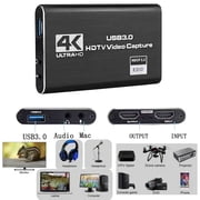 4K HDMI Video Capture Card for Streaming Gaming, 1080P 60FPS Audio Video Recorder USB 3.0 Interface, Compatible with PC, Camera, TV, Game Device