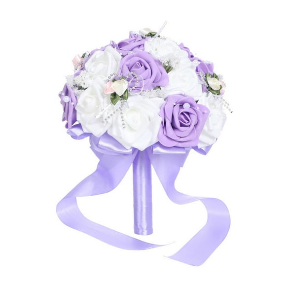 Vikakiooze Home Decor , Roses Pearl Bridesmaid Wedding Bouquet Bridal Artificial Silk Flowers