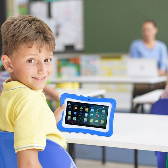 7 Inch Android Tablet PC, 4-Core Processor with 1GB RAM and 16GB Storage, WiFi, Bluetooth, and Dual Camera, Portable Tablet for Kids and Adults ( Blue )