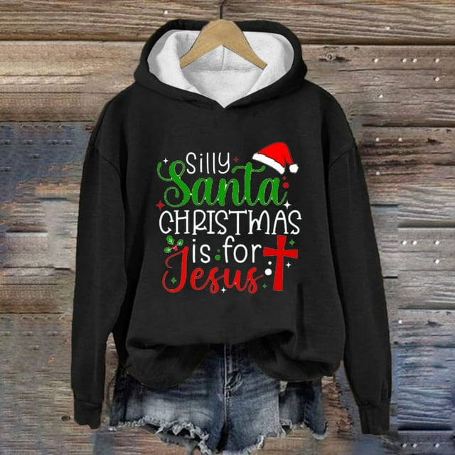 Prix Réduit! Aqestyerly Hauts de Noël à Manches Longues pour Femmes Imprimé de Noël Col Rond Pull Ample