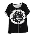 thumbnail image 4 of DeHolifer Linen Shirts Women Button Down Crewneck Lightweight Casual Blouse Short Sleeve Work Office Tunic Tops White 4XL, 4 of 5