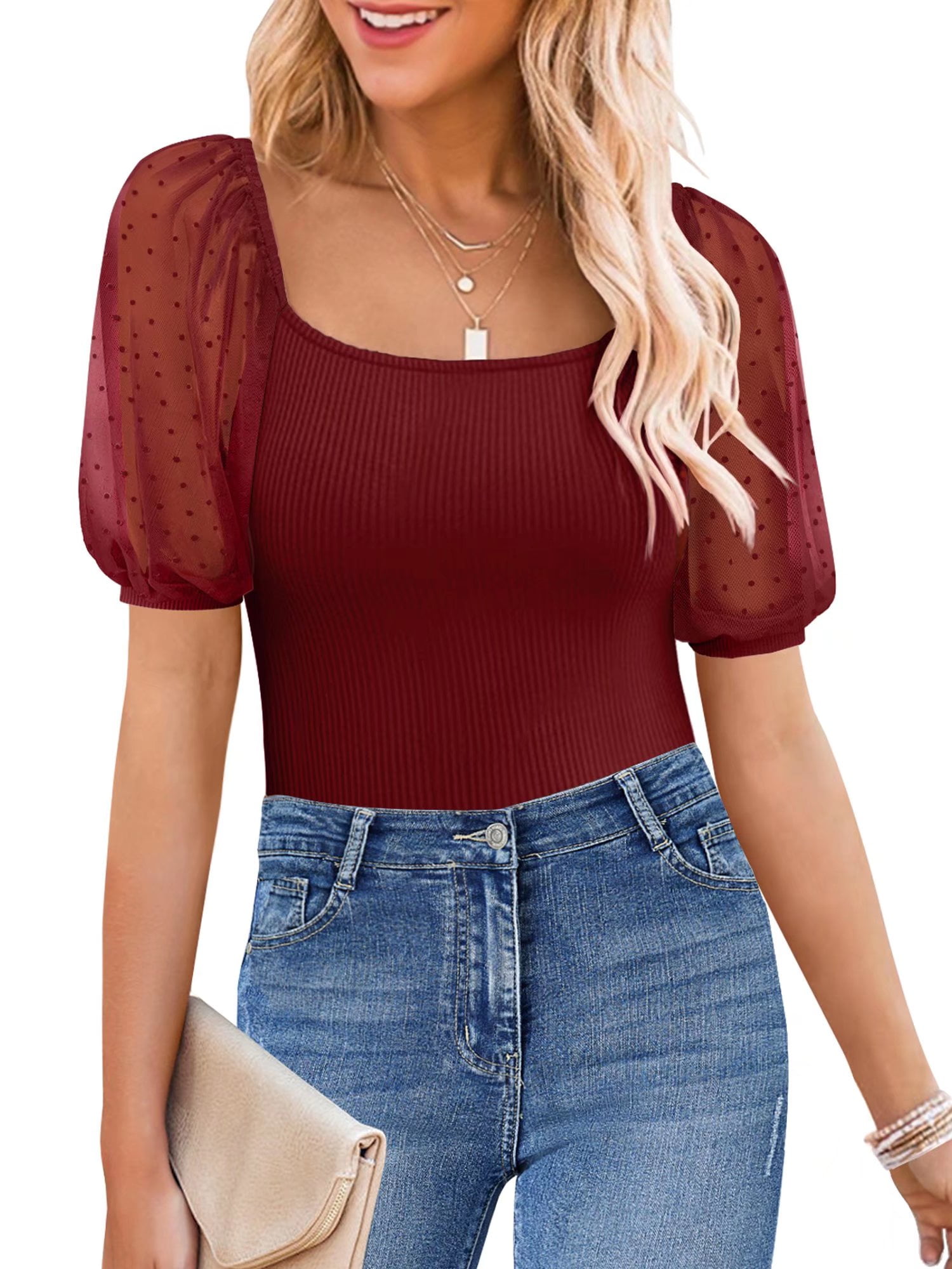 inhoud bedelaar keuken DOROSE Women's Mesh Puff Sleeve Tops Square Neck Rib Knit Blouse Summer T-Shirts - Walmart.com inhoud bedelaar keuken DOROSE Women's Mesh Puff Sleeve Tops Square Neck Rib Knit Blouse Summer T-Shirts - Walmart.com
