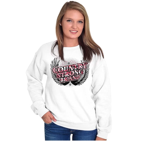 Country Strong Western Angel Wings Women Crewneck Sweatshirt Brisco Brands X