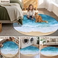 thumbnail image 5 of Round Rugs 5Ft, Aqua Beach Coastal Round Area Rug Washable Indoor Throw Carpet, Nautical Summer Seaside Ocean Soft Non Slip Circle Rug for Cabinet Bathroom Home Decor Aesthetic, 5 of 8