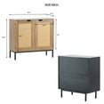 thumbnail image 6 of Rattan Storage Cabinet, Sideboard Buffet Kitchen Storage Cabinet with 2-Door, Accent Floor Storage Cabinet with Rattan Decorated Doors, Multifunctional Cupboard Console Table for Living Room, Hallway, 6 of 6